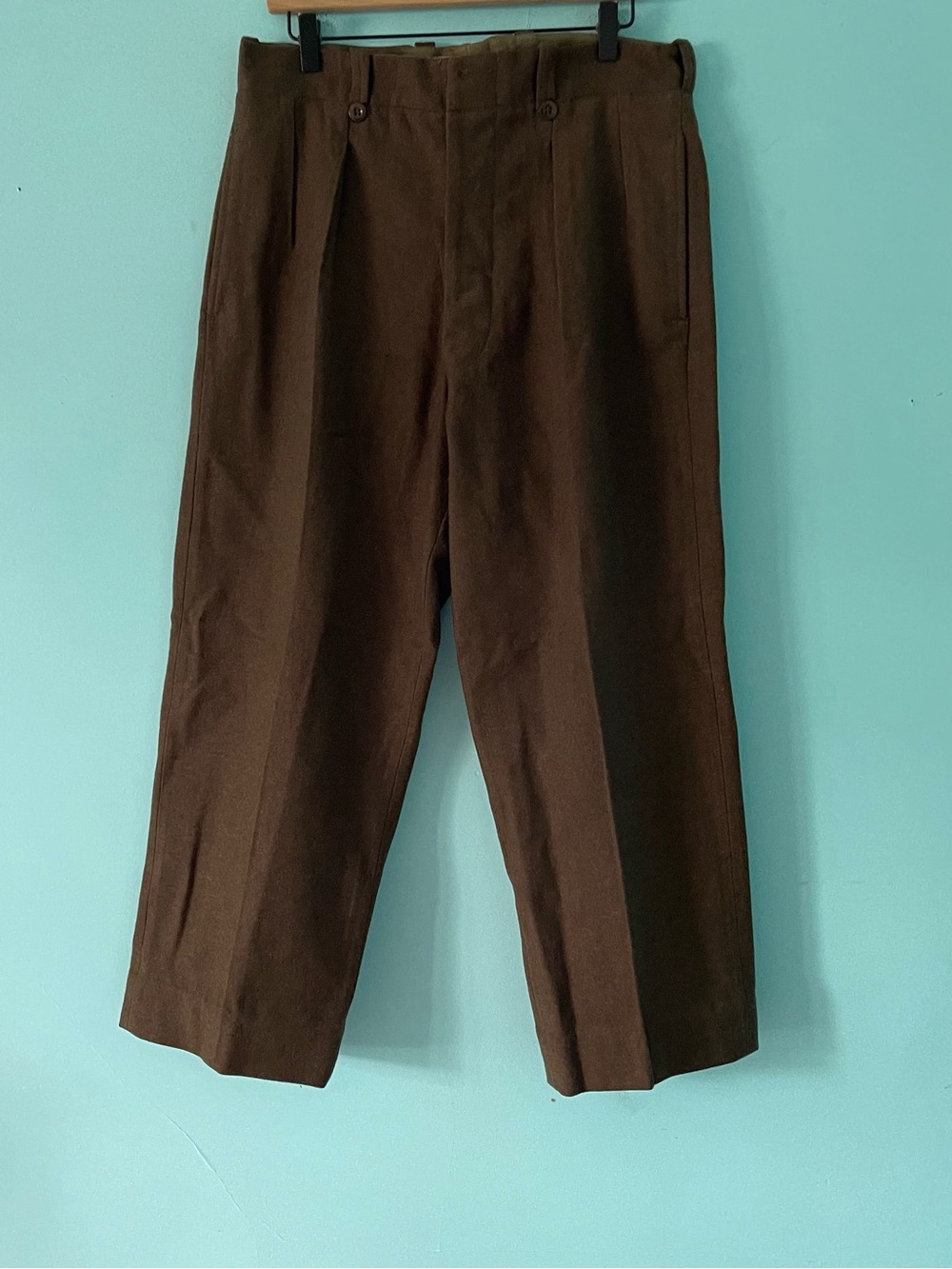 Veyrier Limoges French Molten Wool Trousers Vintage 32 Military Uniform Grunge